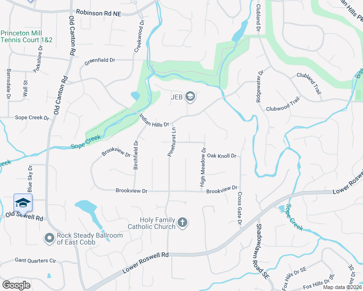 map of restaurants, bars, coffee shops, grocery stores, and more near 3410 Valley View Drive in Marietta