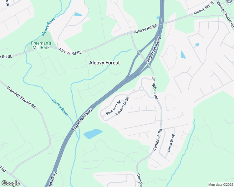 map of restaurants, bars, coffee shops, grocery stores, and more near 1117 Balvaird Drive Southeast in Lawrenceville