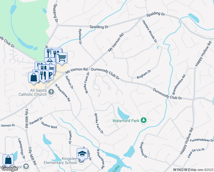 map of restaurants, bars, coffee shops, grocery stores, and more near 5356 Brooke Ridge Drive in Dunwoody