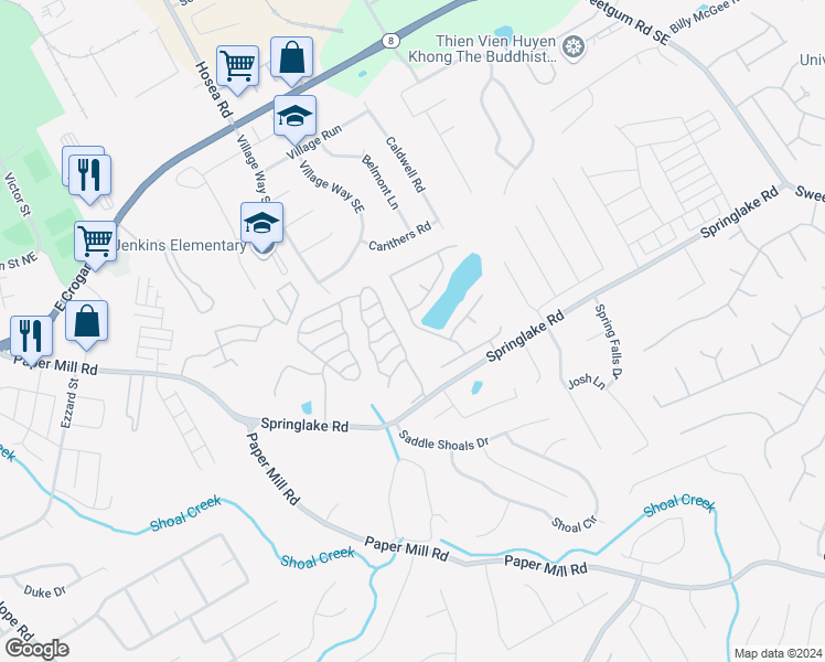 map of restaurants, bars, coffee shops, grocery stores, and more near 605 Cool Weather Drive in Lawrenceville