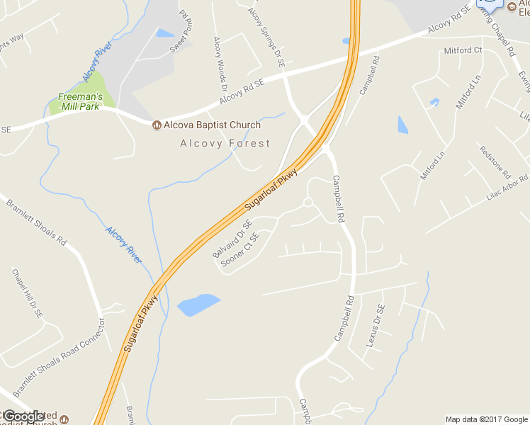 map of restaurants, bars, coffee shops, grocery stores, and more near 1067 Balvaird Drive Southeast in Lawrenceville