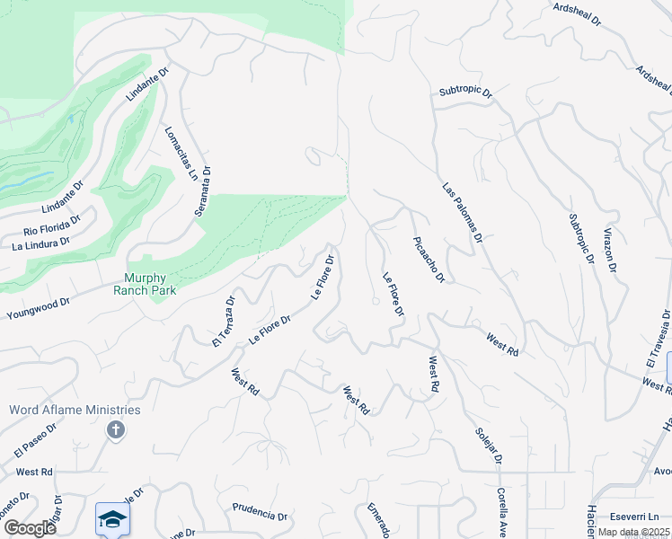map of restaurants, bars, coffee shops, grocery stores, and more near 1548 Le Flore Drive in La Habra Heights