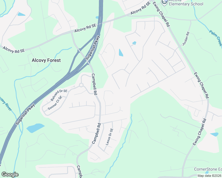 map of restaurants, bars, coffee shops, grocery stores, and more near 945 Campbell Gate Road Southeast in Lawrenceville