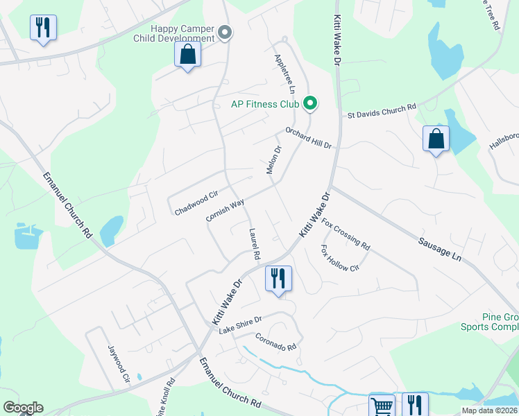 map of restaurants, bars, coffee shops, grocery stores, and more near 212 Cornish Way in Lexington
