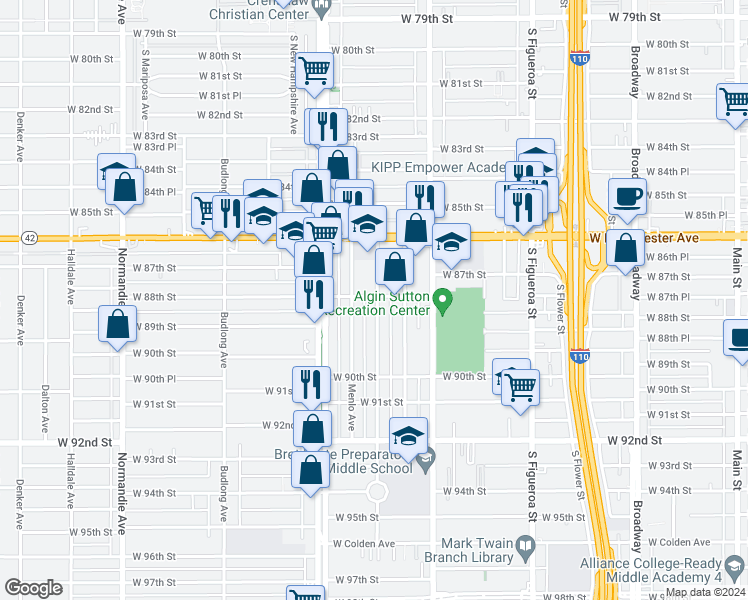 map of restaurants, bars, coffee shops, grocery stores, and more near 8801 Baring Cross Street in Los Angeles