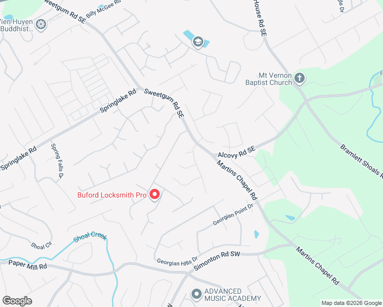 map of restaurants, bars, coffee shops, grocery stores, and more near 450 Chapel Walk Lane Southeast in Lawrenceville