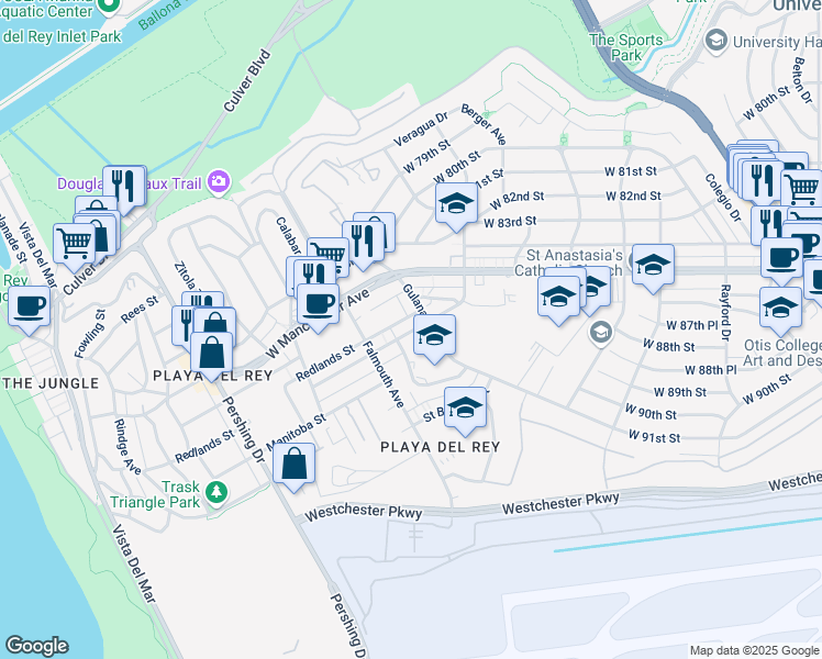 map of restaurants, bars, coffee shops, grocery stores, and more near in Los Angeles