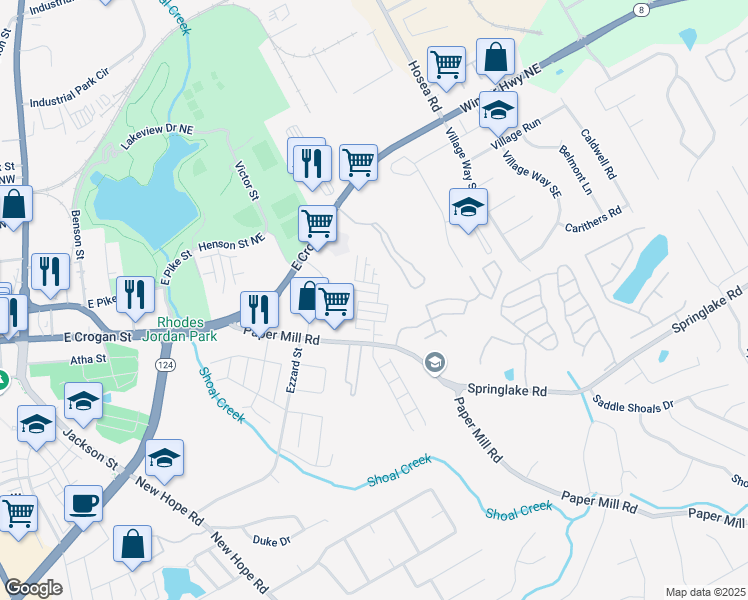 map of restaurants, bars, coffee shops, grocery stores, and more near 287 East Crogan Street in Lawrenceville