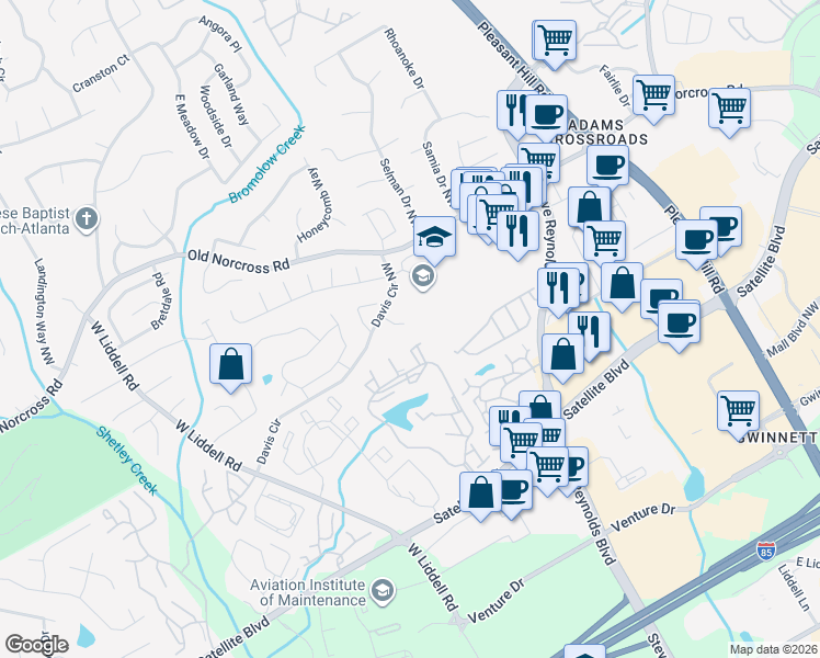 map of restaurants, bars, coffee shops, grocery stores, and more near 2240 Berkeley Cove Court Northwest in Duluth