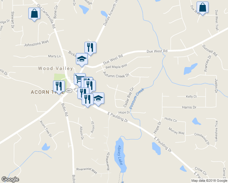 map of restaurants, bars, coffee shops, grocery stores, and more near 17 Candy Lilly Court in Dallas