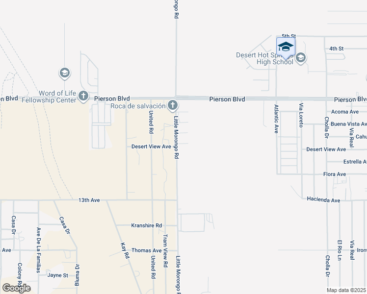 map of restaurants, bars, coffee shops, grocery stores, and more near 65045 Desert View Avenue in Desert Hot Springs