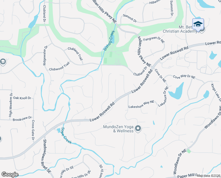 map of restaurants, bars, coffee shops, grocery stores, and more near 423 Woodstone West Drive in Marietta