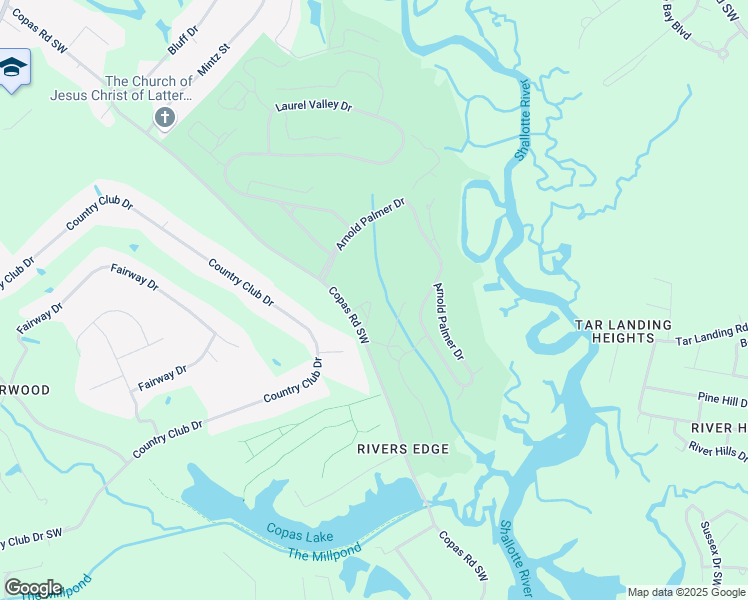 map of restaurants, bars, coffee shops, grocery stores, and more near 591 River Ridge Road in Shallotte