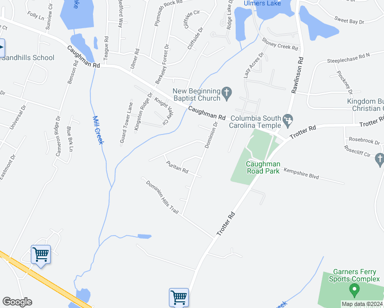 map of restaurants, bars, coffee shops, grocery stores, and more near 1821 Old Colony Road in Columbia
