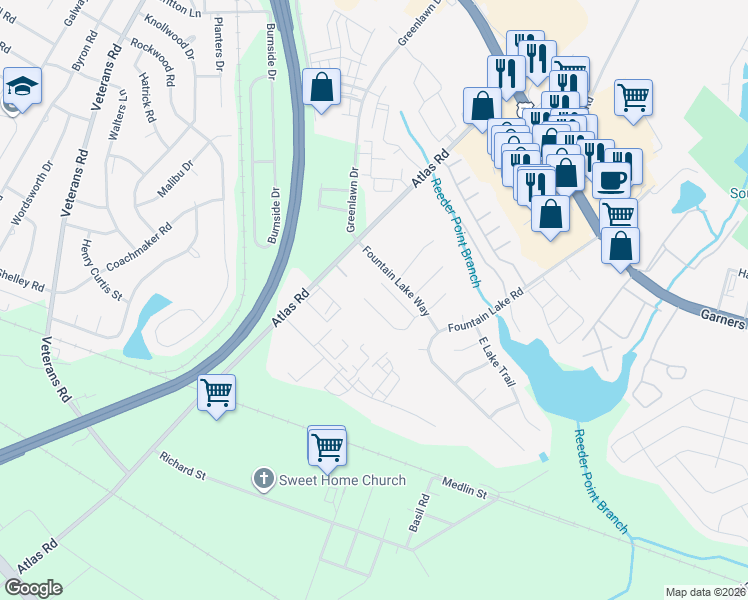 map of restaurants, bars, coffee shops, grocery stores, and more near 177 Springway Drive in Columbia
