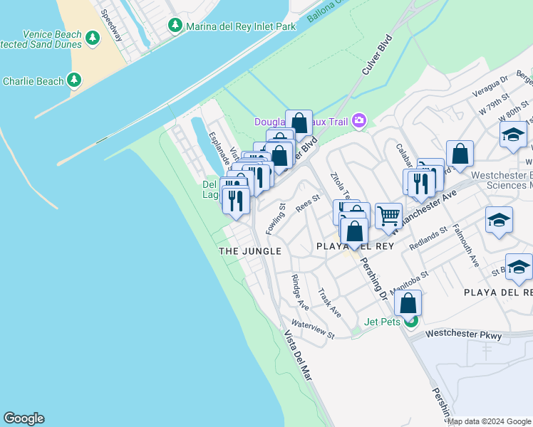 map of restaurants, bars, coffee shops, grocery stores, and more near 210 Montreal Street in Los Angeles