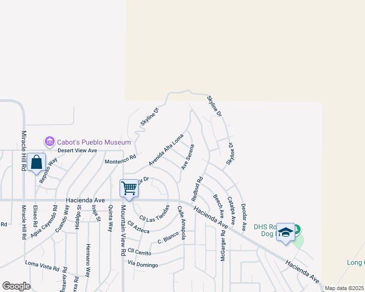 map of restaurants, bars, coffee shops, grocery stores, and more near 68233 Calle Descanso in Desert Hot Springs