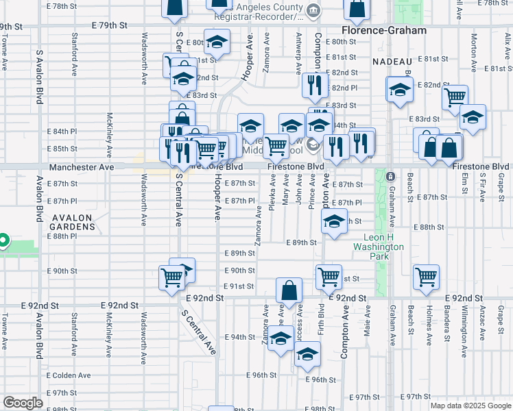 map of restaurants, bars, coffee shops, grocery stores, and more near 8719 Plevka Avenue in Los Angeles