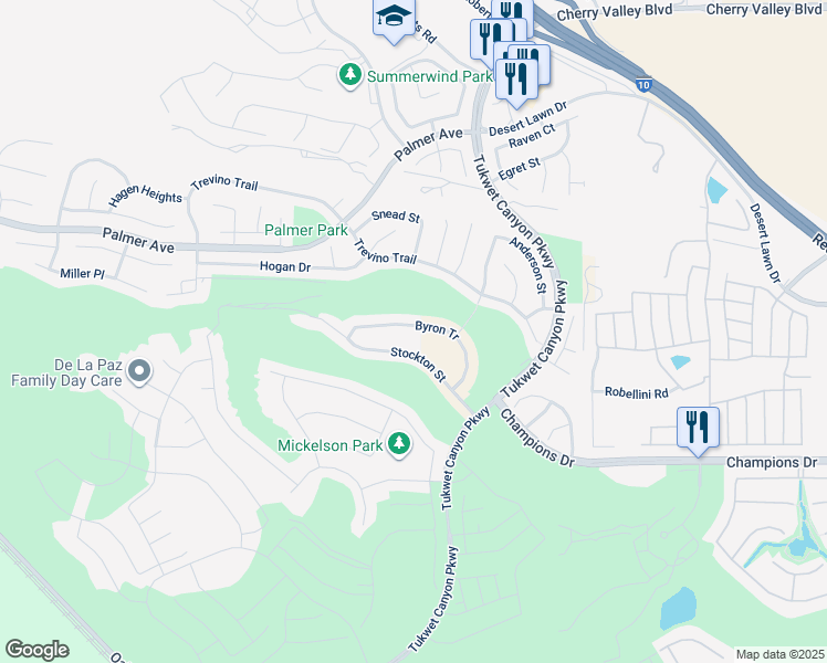 map of restaurants, bars, coffee shops, grocery stores, and more near 35463 Byron Tr in Beaumont