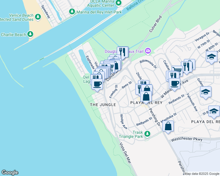 map of restaurants, bars, coffee shops, grocery stores, and more near 216 Montreal Street in Los Angeles