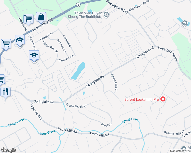 map of restaurants, bars, coffee shops, grocery stores, and more near 275 Ashland Manor Drive in Lawrenceville