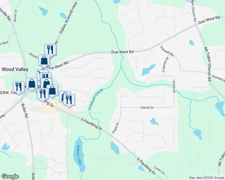 map of restaurants, bars, coffee shops, grocery stores, and more near 367 Hope Drive in Dallas