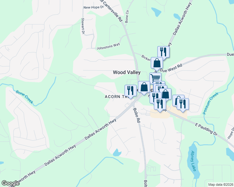 map of restaurants, bars, coffee shops, grocery stores, and more near 156 Chester Harris Drive in Dallas