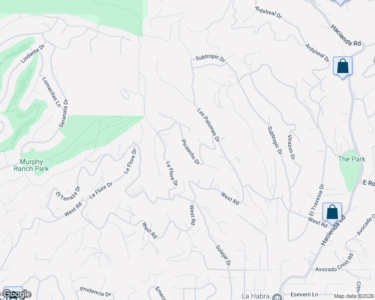 map of restaurants, bars, coffee shops, grocery stores, and more near 948 Picaacho Drive in La Habra Heights