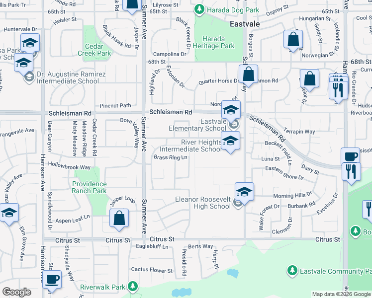 map of restaurants, bars, coffee shops, grocery stores, and more near 7147 Midnight Rose Circle in Corona