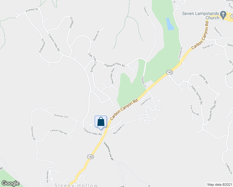 map of restaurants, bars, coffee shops, grocery stores, and more near 1445 Westridge Way in Chino Hills