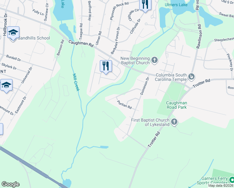 map of restaurants, bars, coffee shops, grocery stores, and more near 9505 Commonwealth Boulevard in Columbia