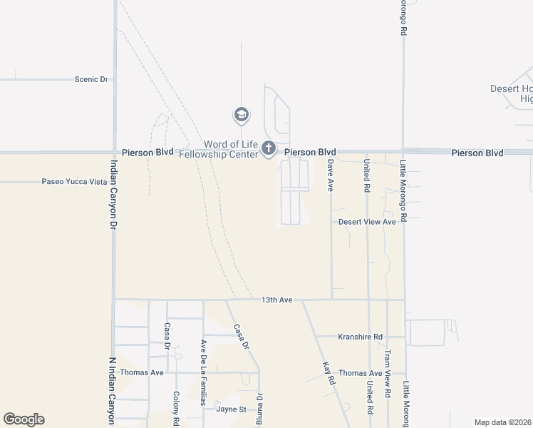 map of restaurants, bars, coffee shops, grocery stores, and more near Pierson Boulevard in Desert Hot Springs