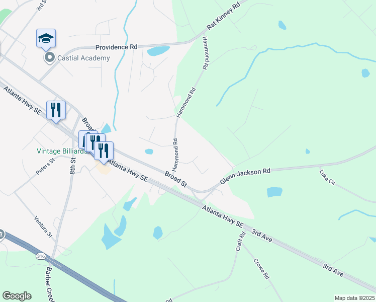 map of restaurants, bars, coffee shops, grocery stores, and more near 486 Hammond Road in Statham