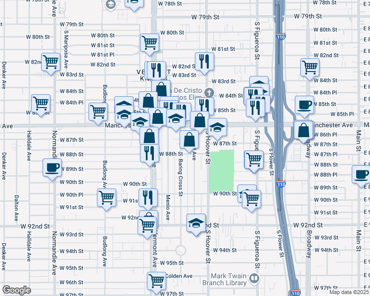 map of restaurants, bars, coffee shops, grocery stores, and more near 8709 Orchard Avenue in Los Angeles