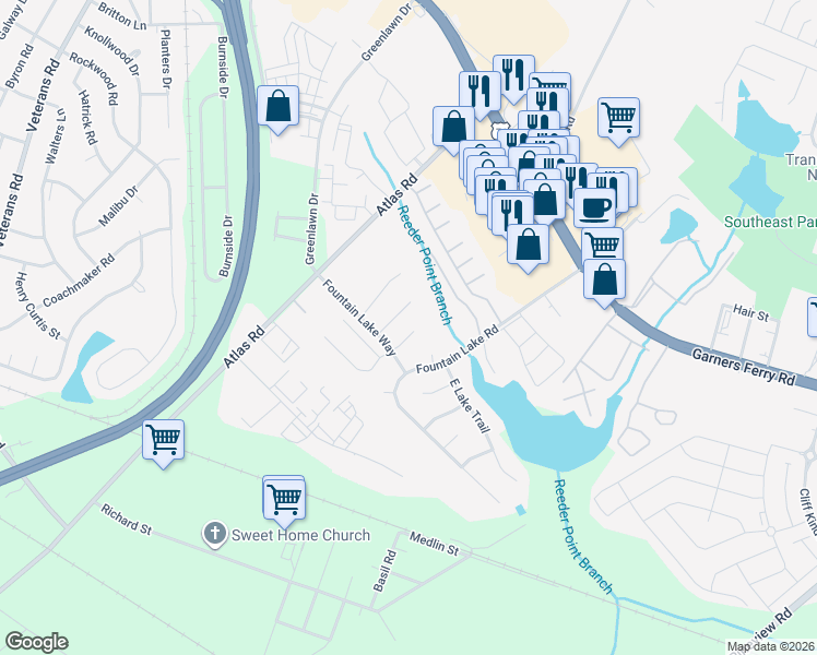 map of restaurants, bars, coffee shops, grocery stores, and more near 10 Wild Iris Court in Columbia