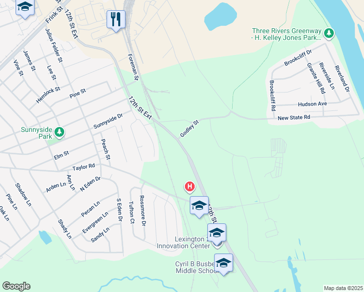 map of restaurants, bars, coffee shops, grocery stores, and more near 12th Street Extension in Cayce