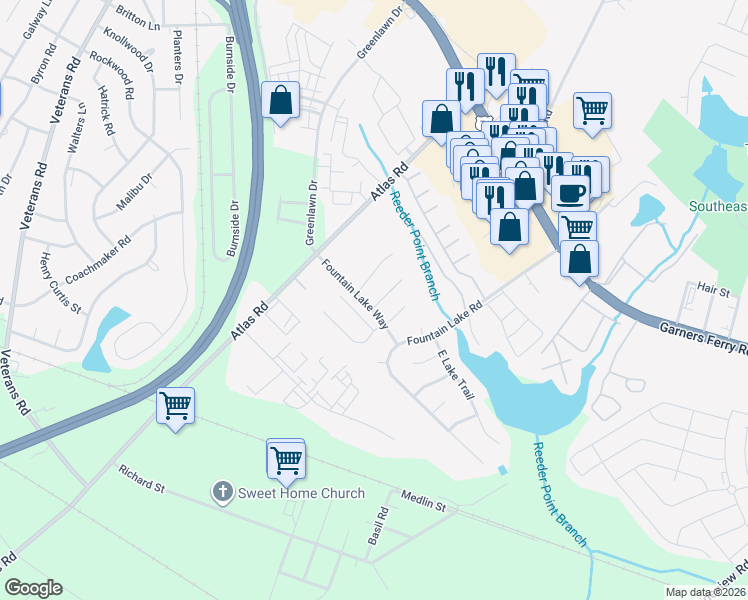 map of restaurants, bars, coffee shops, grocery stores, and more near 10 Wild Iris Court in Columbia