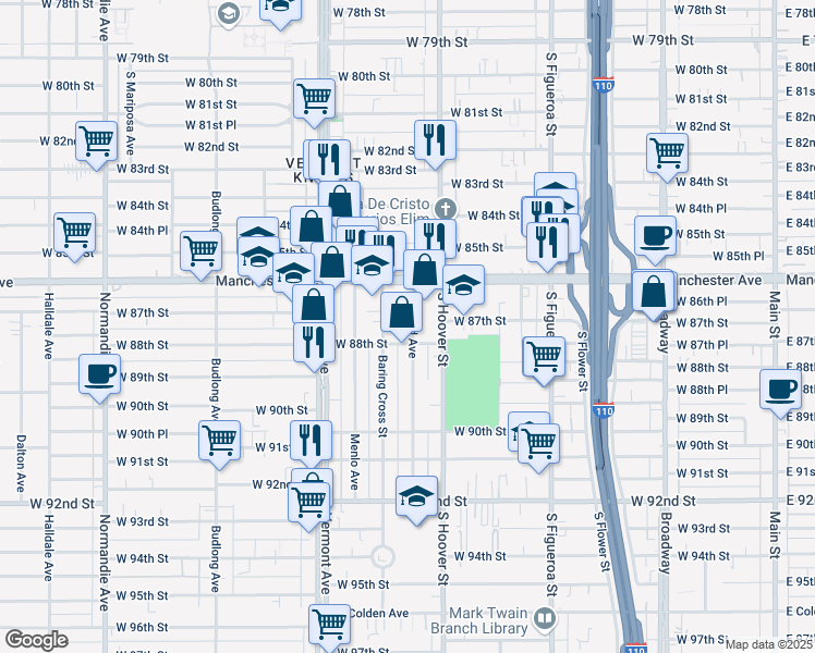 map of restaurants, bars, coffee shops, grocery stores, and more near 8709 Orchard Avenue in Los Angeles