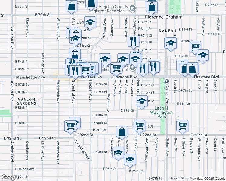 map of restaurants, bars, coffee shops, grocery stores, and more near 8719 Plevka Avenue in Los Angeles