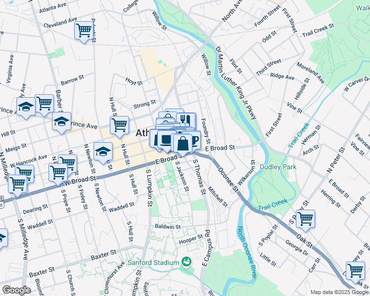 map of restaurants, bars, coffee shops, grocery stores, and more near in Athens