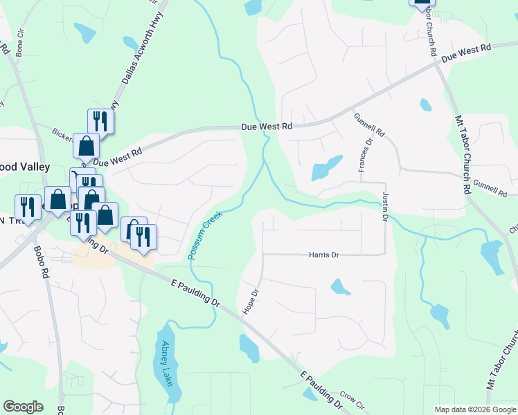 map of restaurants, bars, coffee shops, grocery stores, and more near 367 Hope Drive in Dallas