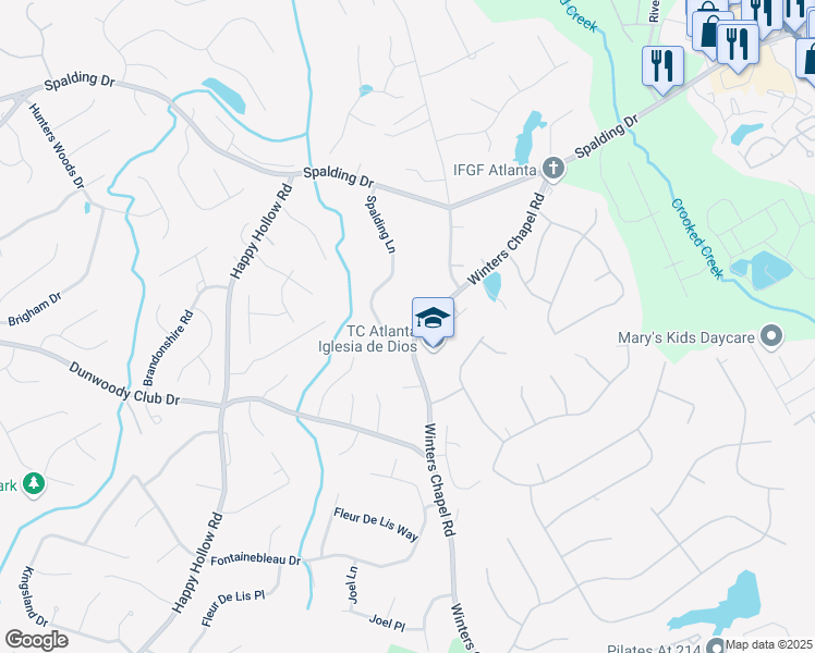 map of restaurants, bars, coffee shops, grocery stores, and more near 5942 Winters Chapel Road in Atlanta