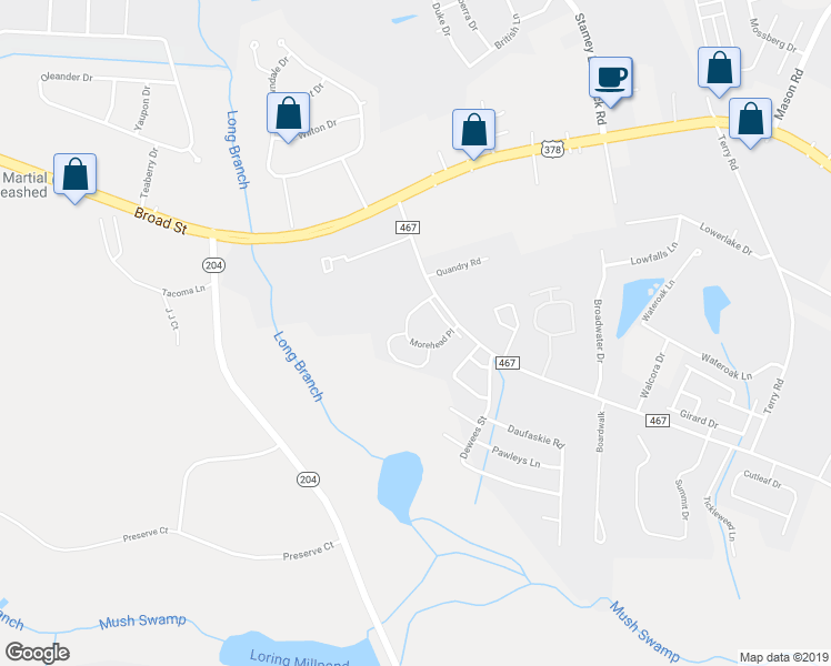 map of restaurants, bars, coffee shops, grocery stores, and more near 3250 Carter Road in Sumter