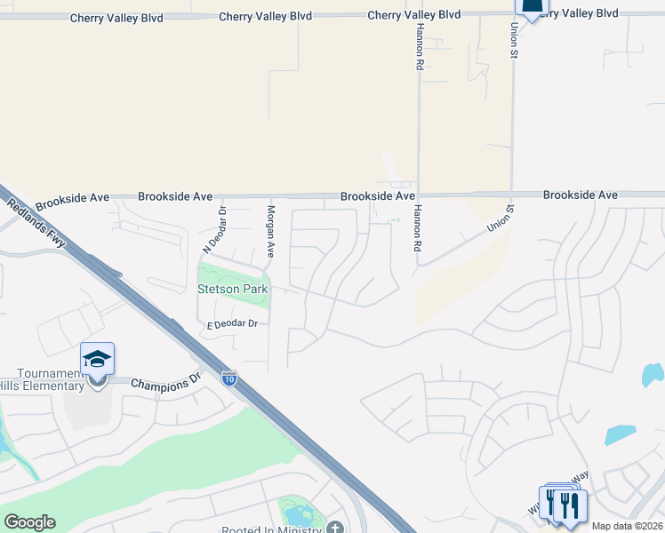 map of restaurants, bars, coffee shops, grocery stores, and more near 1732 Brittney Road in Beaumont
