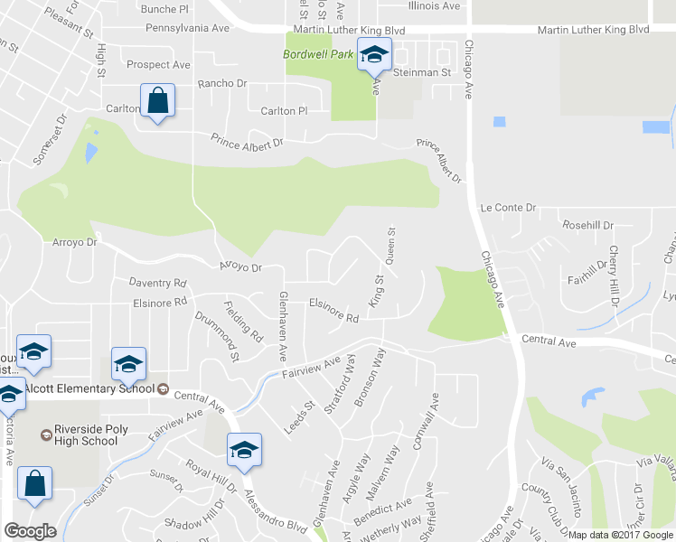 map of restaurants, bars, coffee shops, grocery stores, and more near 1986 Rincon Avenue in Riverside