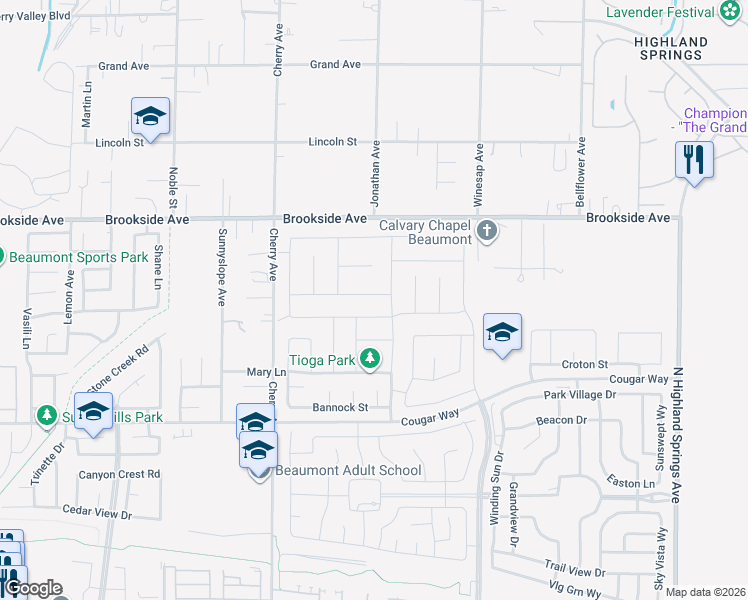 map of restaurants, bars, coffee shops, grocery stores, and more near 1387 Grove Land Street in Beaumont