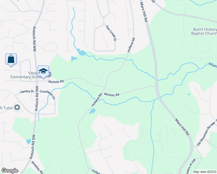 map of restaurants, bars, coffee shops, grocery stores, and more near 5600 Black Iron Trail in Powder Springs