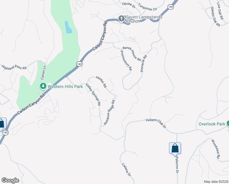 map of restaurants, bars, coffee shops, grocery stores, and more near 2100 Hunter Road in Chino Hills