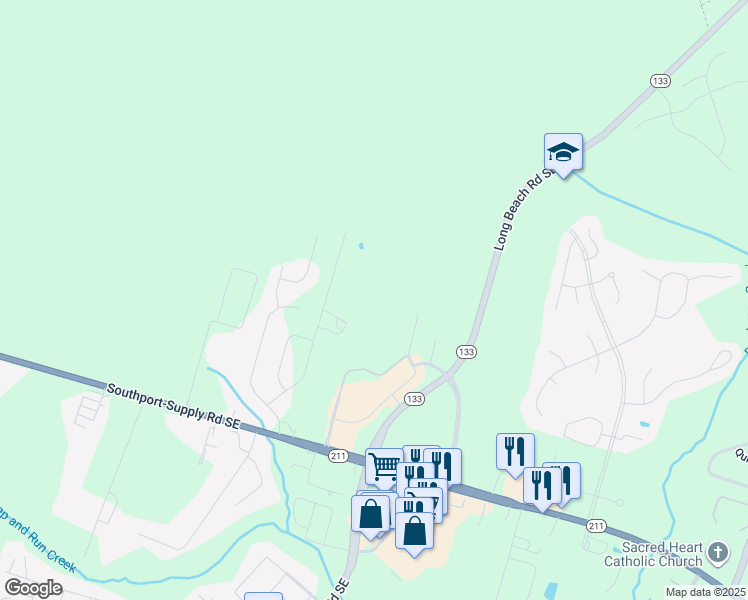 map of restaurants, bars, coffee shops, grocery stores, and more near 4673 Patrick Newton Drive Southeast in Southport