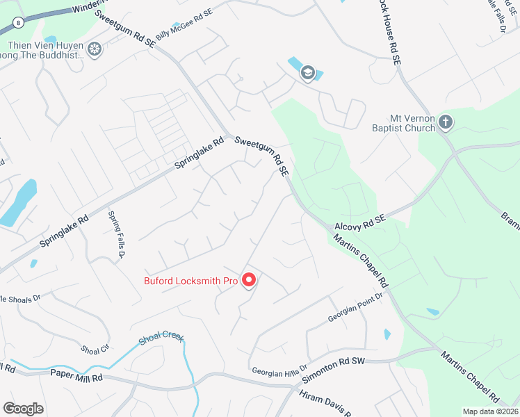 map of restaurants, bars, coffee shops, grocery stores, and more near 895 Martin Field Drive Southeast in Lawrenceville